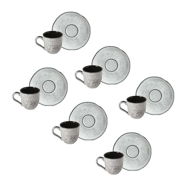 Conjunto de Xícaras de Café com Pires Porto Brasil Orgânico Echo 120ml - 6 Peças