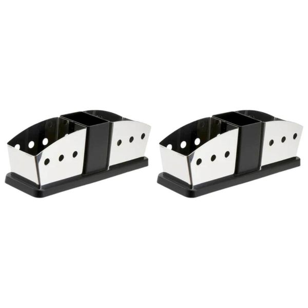 Kit 2 Suportes Porta Sachês Açúcar Adoçante Colherinha Aço I