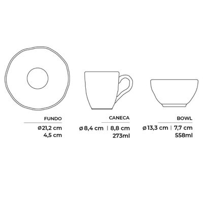 Jogo Prato Fundo Caneca e Bowl Cerâmica Orgânica Verde Arauco Porto Brasil