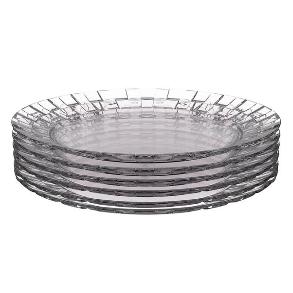 Jogo 6 Pratos Grandes 26cm Transparente Crippa Servir Mesa Posta Porções Aperitivos