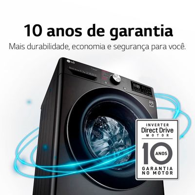 Lavadora e Secadora Elétrica Smart LG WashTower WK17BS6A 17 Kg Aço Escovado Preto com Inteligência Artificial AIDD - 220v