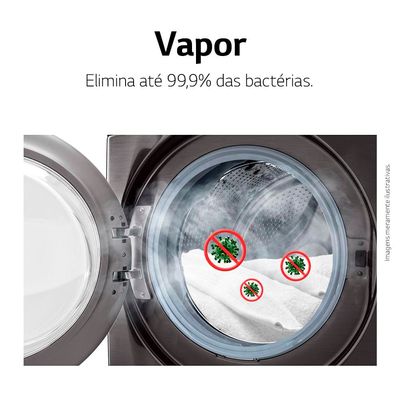 Lavadora e Secadora Elétrica Smart LG WashTower WK17BS6A 17 Kg Aço Escovado Preto com Inteligência Artificial AIDD - 220v