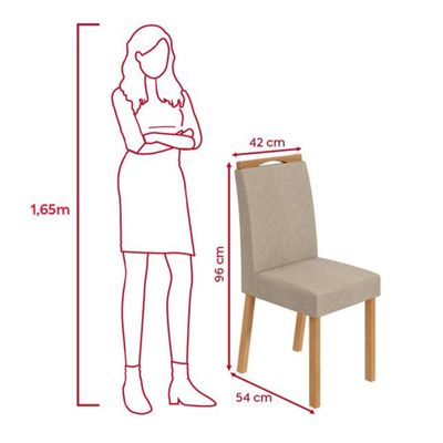 Conjunto Sala de Jantar Mesa Easy Tower 170x90cm MDF/Vidro com 6 Cad Aurea Linho Bege Amendoa/off