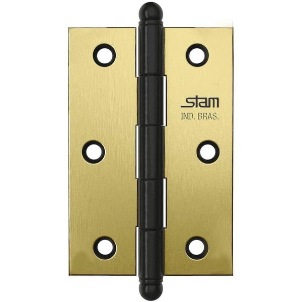 Dobradiça Pino E Bola 3.1-2" X 2.5-16" X 1,7mm Oxidado Sem Anel E Com Canto Reto - 42031 - Stam
