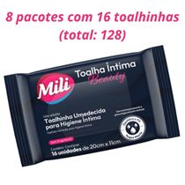 Toalha Íntima Beauty - Toalhinha Umedecida p/ Higiene Íntima -  8 pacotes com16 unidades (total: 128 toalhinhas)