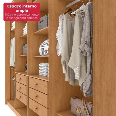 Guarda-roupa Casal 100% Mdf 8 Portas Easy Glow Com Espelhos E Pés Amendoa Clean