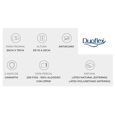 Travesseiro Altura Regulável Látex 50cm x 70cm Duoflex Branco
