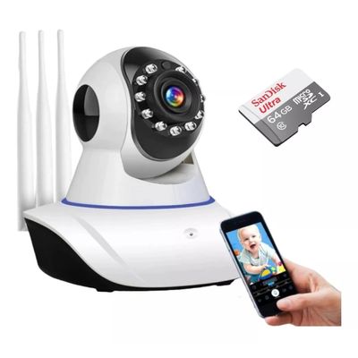 Câmera Babá Eletrônica Wifi Sem Fio Microfone + Cartão 64gb