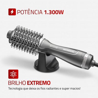 Escova Secadora Slim Mondial Space Shine ES-20 com Cerdas Duplas, Revestimento Tourmaline Íon, 1300W, Bivolt - Grafite