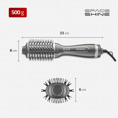 Escova Secadora Slim Mondial Space Shine ES-20 com Cerdas Duplas, Revestimento Tourmaline Íon, 1300W, Bivolt - Grafite