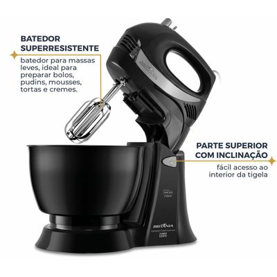 Batedeira Britânia Diamante Preta 550W 4,3L 220V