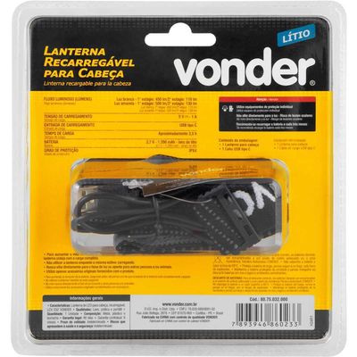Lanterna Para Cabeça Recarregável 32Leds Lcv032 Vonder