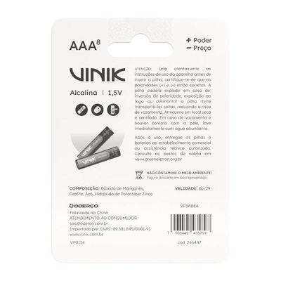 Pilha Alcalina Aaa C-8 1.5v - Vp3ab8a