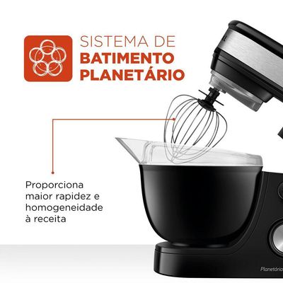 Batedeira Planetária Premium Bp-01p-b 127v-preto/inox 110V