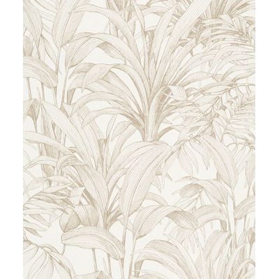 Papel de Parede Muse Folhagem Branco e Dourado A51402