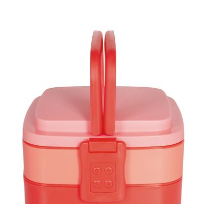Pote Marmita 2 Andares Quadrado com Alça - Vermelho