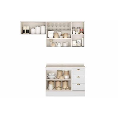 Cozinha Completa Bella 3 Peças (2Aéreos+1Balcão) C3P23 Branco - Carraro