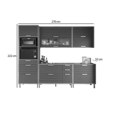Cozinha Completa Eloise 5 Peças (2Aéreos+2Balcões+1TorreQuente) C5P161 Cinamomo/Off White - MGM