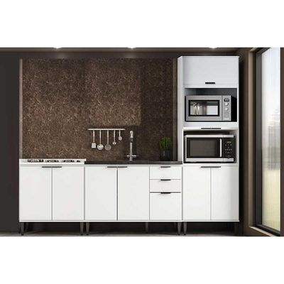 Cozinha Completa Alpha 3 Peças (2Balcões+1TorreQuente) C3P38 Branco - Carraro