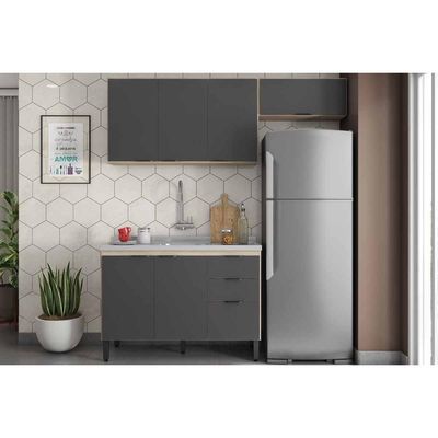 Cozinha Completa Firenze 3 Peças (1Balcão+2Aéreos) C3P50 Avena/Grafito - Demóbile