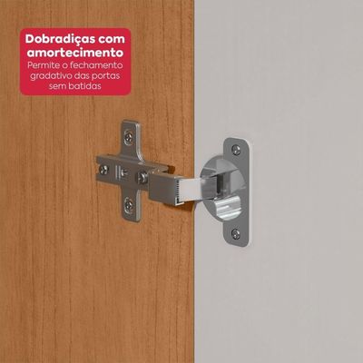 Guarda-roupa Casal 100% Mdf 8 Portas Easy Glow Com Espelhos E Pés Amendoa Clean/off White