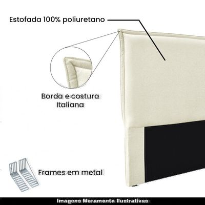 Cabeceira Decorativa Casal 1,40M Trento Linho Natural - Gran Belo