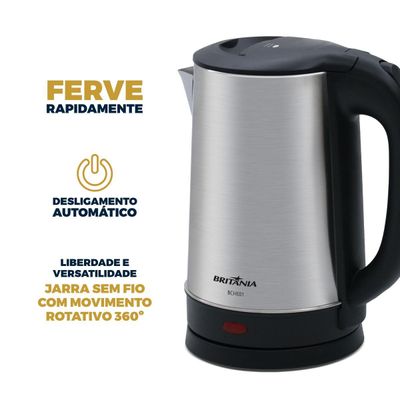 Chaleira Elétrica Britânia 1,6L 1500W Base 360° BCHE01 127V