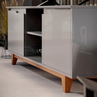 Rack Para Sala Bancada De Tv 55 Pol 139cm Flow Cinza - Ej Móveis
