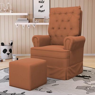 Kit 02 Poltronas De Amamentação E Descanso Com Balanço Laís G05 Veludo Terracota - Mpozenato