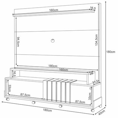 Estante Painel Para Tv 65 Pol 180cm 2 Portas Cloe H01 Off White-cinamomo - Mpozenato
