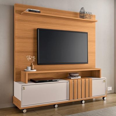 Estante Painel Para Tv 65 Pol 180cm 2 Portas Cloe H01 Off White-cinamomo - Mpozenato