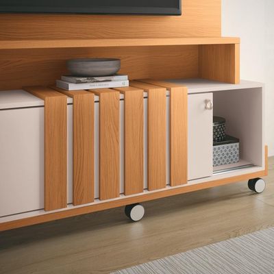 Estante Painel Para Tv 65 Pol 180cm 2 Portas Cloe H01 Off White-cinamomo - Mpozenato