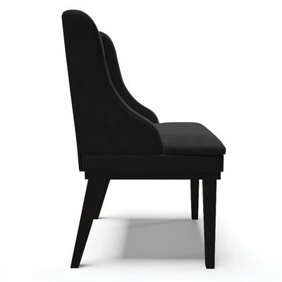 Kit 10 Cadeiras Estofadas Para Sala De Jantar Base Fixa De Madeira Preto Lia Suede Preto - Ibiza