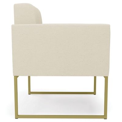 Poltrona Decorativa Base Industrial Dourado Ana Linho Bege - Ibiza