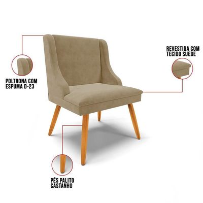 Kit 10 Cadeiras Estofadas Para Sala De Jantar Pés Palito Lia Suede Marrom Rt - Ibiza