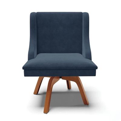 Kit 10 Cadeiras Estofadas Giratória Para Sala De Jantar Lia Suede Azul Marinho - Ibiza
