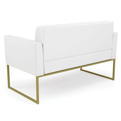 Sofá Namoradeira E 1 Poltrona Base Industrial Dourado Ana Sintético Branco - Ibiza