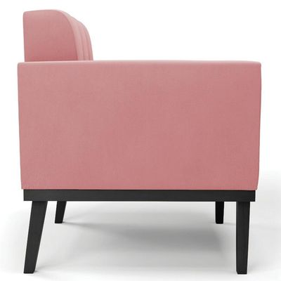 Poltrona Base Madeira Preto Kit 2 Ana Suede Rosê - Ibiza