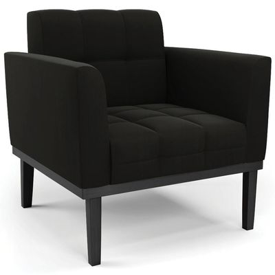 Poltrona Base Madeira Preto Kit 2 Ana Suede Preto - Ibiza