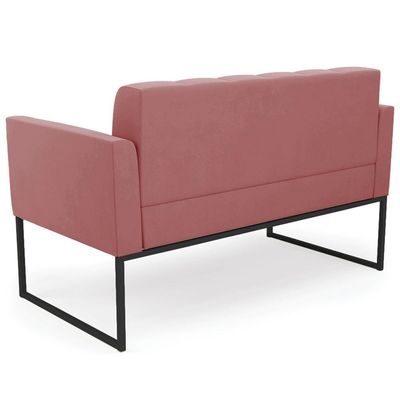 Sofá Namoradeira E 1 Poltrona Base Industrial Preto Ana Suede Rosê - Ibiza