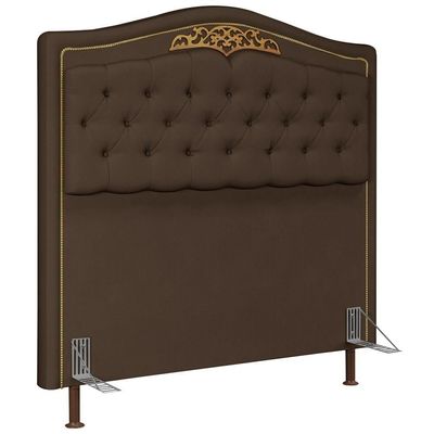 Cabeceira Cama Box Casal King 195cm Com Tachas Imperial Veludo J02 Chocolate - Mpozenato