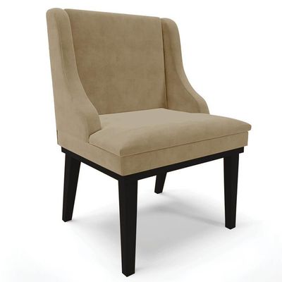 Kit 6 Cadeiras Estofadas Para Sala De Jantar Base Fixa De Madeira Preto Lia Suede Marrom Rt - Ibiza