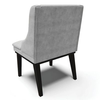 Kit 10 Cadeiras Estofadas Para Sala De Jantar Base Fixa De Madeira Preto Lia Suede Cinza - Ibiza