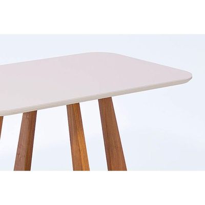 Mesa de Sala Jantar Bromélia c/ Tampo Madeirado Vidro 130x80cm Carvalho/Off White - Cimol