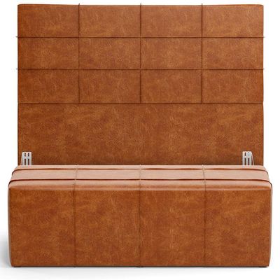 Kit Cabeceira Cama Box King 195cm com Calçadeira Roma W01 Couríssimo Camel - Lyam