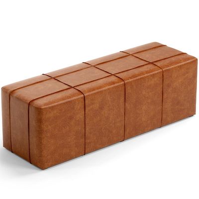 Kit Cabeceira Cama Box King 195cm com Calçadeira Roma W01 Couríssimo Camel - Lyam
