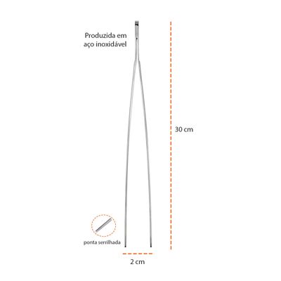 Pinça Culinaria Profissional Pegador Ponta Reta Serrilha Inox 30cm
