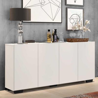 Aparador Buffet Multimóveis Veneza 4 Portas Branco/preto