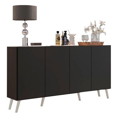 Aparador Buffet Retrô Multimóveis 4 Portas Preto/branco