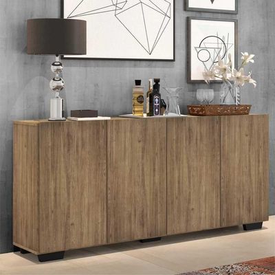 Aparador Buffet Multimóveis Veneza 4 Portas Rustic/preto